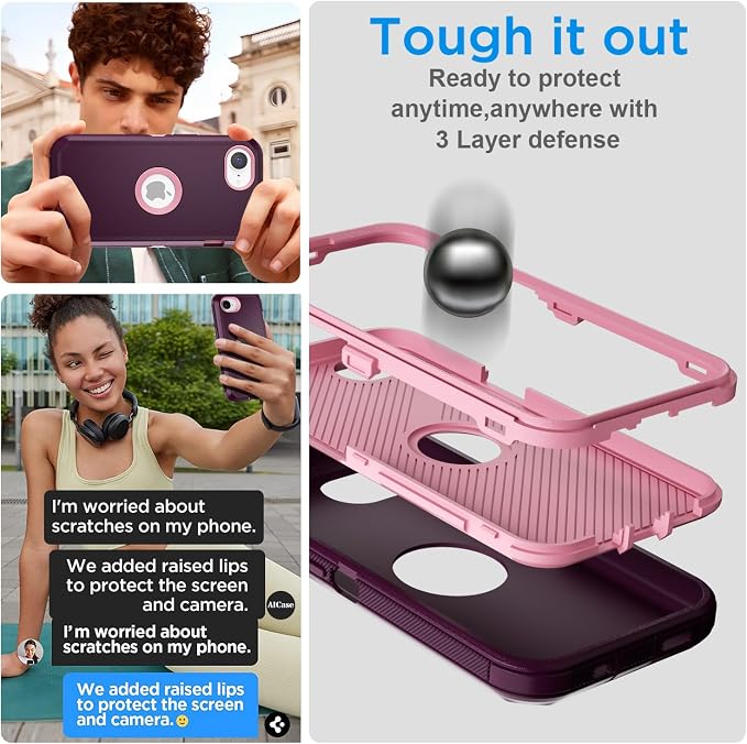 AICase for iPhone 17e/iPhone 16e Case 2026,Heavy Duty Drop Protection Full Body Rugged Shockproof/Drop Proof/Dust Proof Military Protective Tough Durable Cell Phone Cover for iPhone 17e/16e 6.1_4 - Image 3
