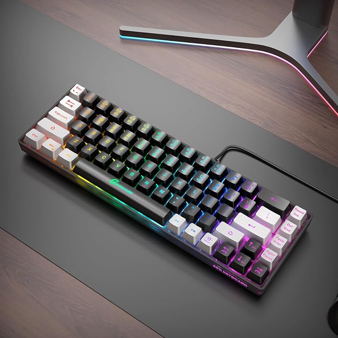 GEODMAER 65% Gaming Keyboard, LED Backlit Mini Wired Gaming Keyboard, Ultra-Compact Anti-Ghosting No-Conflict 68 Keys Gaming Wired Keyboard for PC Laptop Gamer - Image 7