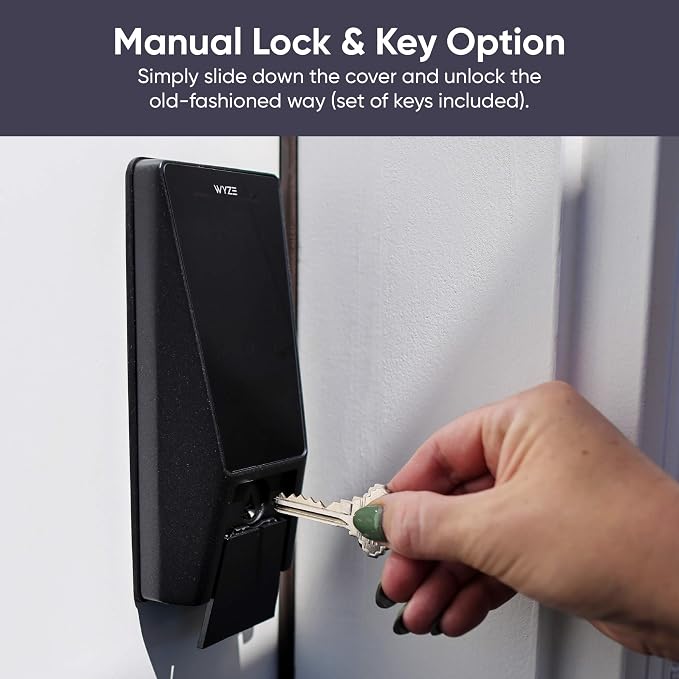 Wyze Palm Lock, Smart Door Lock with Palm Vein Recognition, Keyless Entry Smart Locks for Front Door, Keypad, Auto Lock, Dual Battery, Wi-Fi, Works with Alexa & Google, BHMA, IP53, Mechanical Key - Image 9