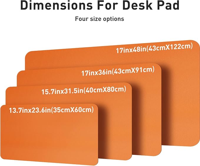 Aothia Leather Desk Pad Protector, Office Desk Mat, Large Mouse Pad, Non-Slip PU Leather Desk Blotter, Laptop Desk Pad, Waterproof Desk Writing Pad for Office and Home (48"x17", Hermes Orange) - Image 6