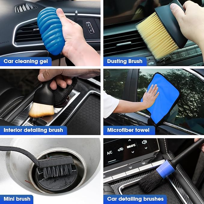 Car Cleaning Kit, Car Interior Detailing Kit with High Power Handheld Vacuum Cordless Rechargeable, Detailing Brush Set, Windshield Cleaner, Complete Auto Accessories for Men, Women Gift - Image 8