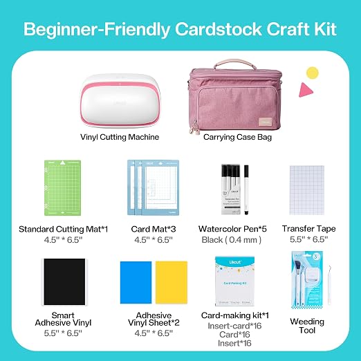 Likcut Vinyl Cutter Machine Cardstock Creator Bundle with Carrying Case & Accessories - Create a Sticker Machine, Portable Vinyl Printer for HTV, Cardstock and Creative DIY Joy - Image 3