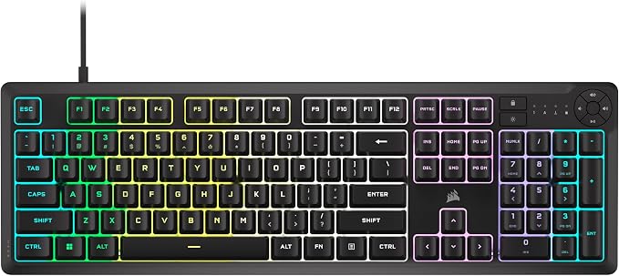 Corsair K55 CORE RGB Membrane Wired Gaming Keyboard – QWERTY US Layout – Quiet, Responsive Switches – Spill Resistance – Ten-Zone RGB – Media Keys – iCUE Compatible – PC, Mac – Black by Unknown