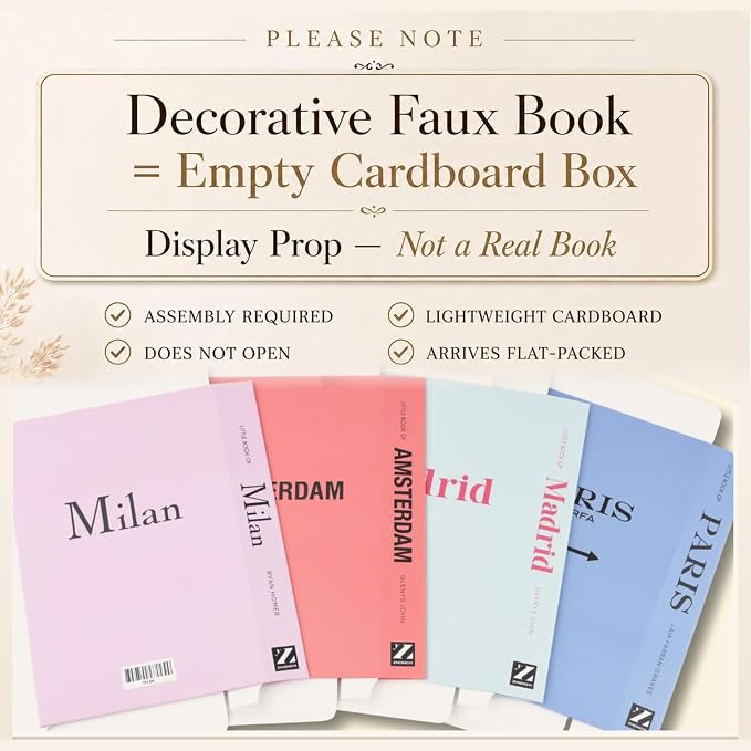PROBENEX 4 Pcs Decorative Books | Faux Pastel Coffee Table & Shelf Decor | Soft Muted Look for Living Room, Office and Entryway - Not Real, Tool-Free 2-Min Setup - Image 2
