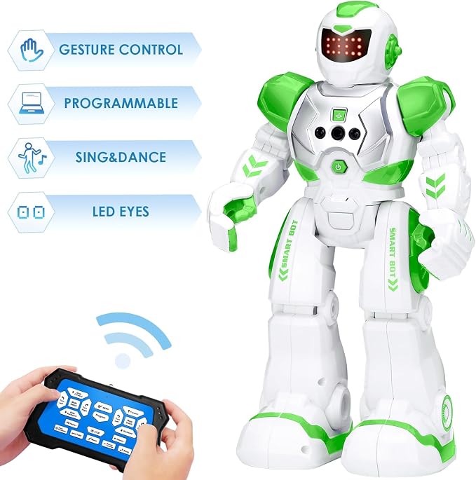 KingsDragon Robots Toy for Kids, RC Gesture Sensing Toy, Interactive Walking Singing Dancing Robot Birthday Presents for Boys Girls Age 6 7 8 9 Years Old,Green - Image 2