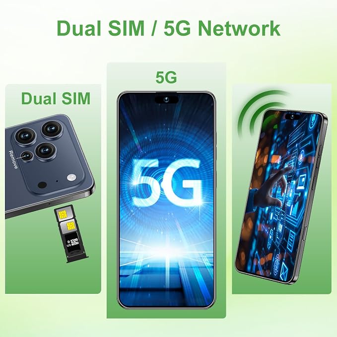 17 PMAX Unlocked Cell Phone,16GB+512GB Smartphone,6.99" HD Screen Android 15 5G Phones,Battery 7000mAh Android The Phone,Fingerprint Button Unlock/GPS/Face ID/Dual SIM/5G (Deep Blue) - Image 3