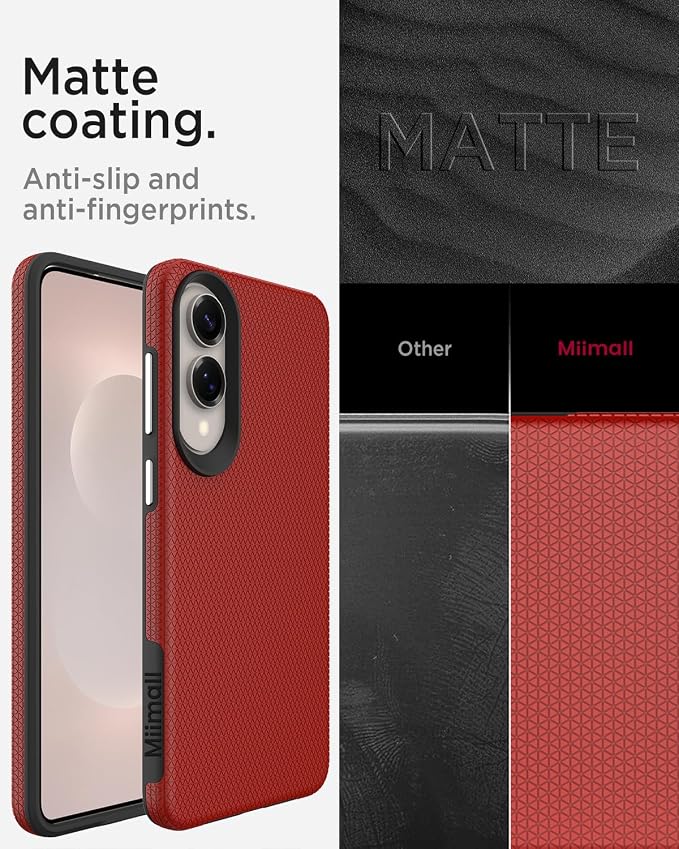 Miimall Slim ＆ Rugged for Samsung Galaxy S25 Edge 5G Phone Case, 10FT Mil-Grade Shockproof Dropproof, Anti-Slip Grip Anti-Scratch Men Thin Heavy Duty Phone Cover para Samsung S25 Edge 5G, Red - Image 6