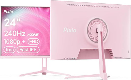 Pixio PX249 Wave Pink 24 inch 240Hz Refresh Rate FHD 1080p Resolution Fast IPS Panel 1ms GTG Response Time Built-in Speakers Gaming Monitor with Adaptive Sync by Pixio