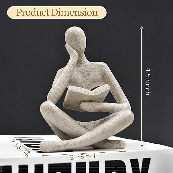 UTTCMK Abstract Art Thinker Statue - Reading Thinker Sculpture Figurine, Modern Home Decoration for Living Room Office Shelves Coffee Table Desk Decor (Black) - Image 2