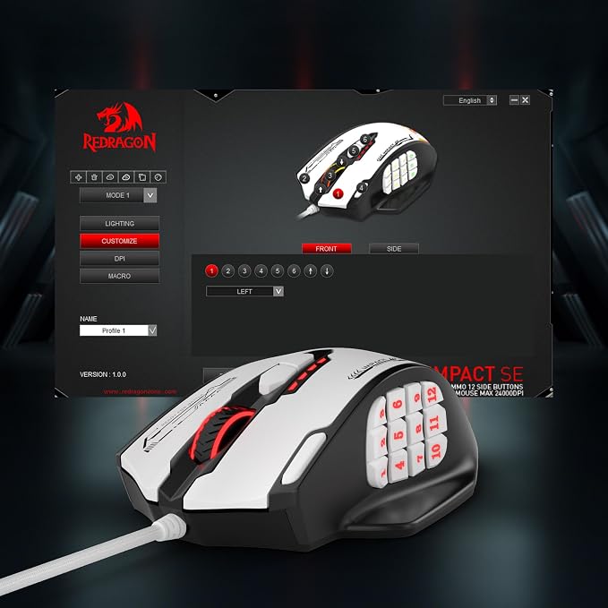 Redragon M908 Wired RGB MMO Gaming Mouse 24000 DPI Remapping Keys | Stable Lag-Free Connection, Redefine Keybinding Macro, Vibing Backlight, Ergonomic Grip Body Comfort - Image 8