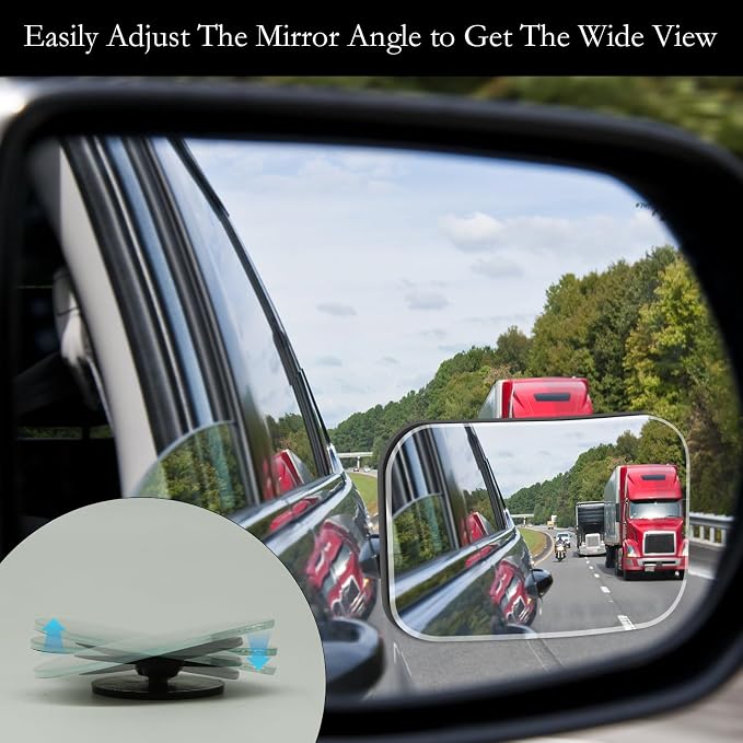 2Pcs Cars Square Blind Spot Mirrors, Car Side Mirror Blindspot Adjustabe Angle 360 Degree Wide Angle Convex RearView Removable for Enhanced Safety Universal Accessories for Suvs RVs Trucks - Image 4