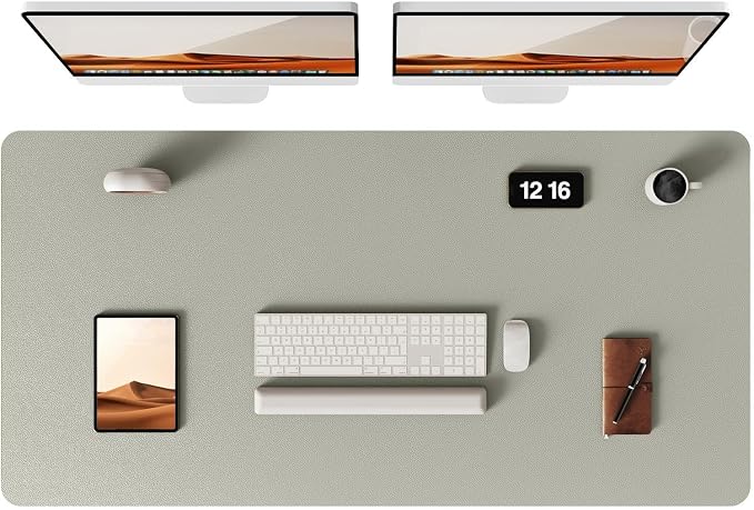YSAGi Leather Desk Pad Protector, Office Desk Mat, Large Mouse Pad, Non-Slip PU Leather Desk Blotter, Laptop Desk Pad, Waterproof Desk Writing Pad for Office and Home (Olive Beige, 47.2" x 23.21") by YSAGi