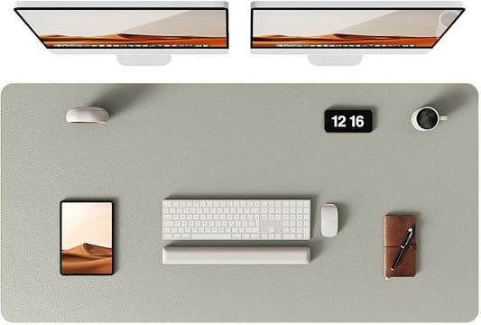 YSAGi Leather Desk Pad Protector, Office Desk Mat, Large Mouse Pad, Non-Slip PU Leather Desk Blotter, Laptop Desk Pad, Waterproof Desk Writing Pad for Office and Home (Olive Beige, 47.2" x 23.21") by YSAGi
