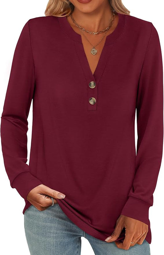ANRABESS Women's Long Sleeve Shirts 2026 Spring Fashion Dressy Casual Tops Trendy Henley Blouses Cute Work Outfits Clothes by ANRABESS