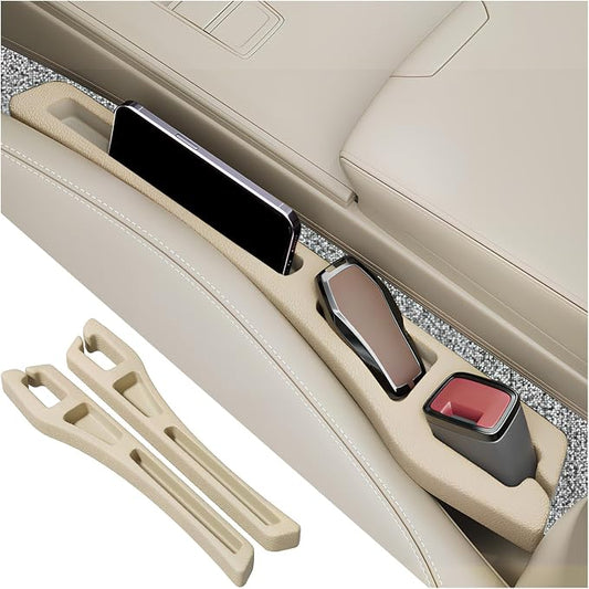 2PCS Car Seat Gap Filler Organizer,2 in 1 Car Gap Filler with Fill and Storage Function for Storing Phones Keys Cards,Universal Multifunctional No Drop Seat Guard for Cars (Beige) by Unknown