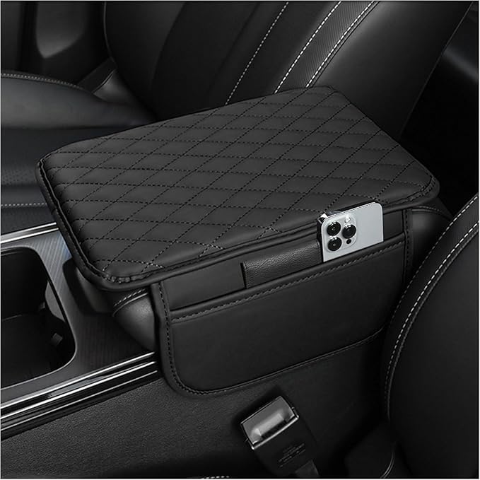Stacool Upgraded Car Center Console Cover,Microfiber Leather Car Armrest Cover Cushion with 2 Storage Bags,Universal Car Armrest Storage Box (Black) by Unknown