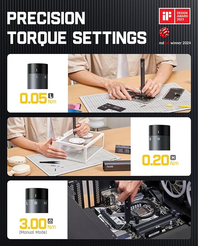 Fanttik E1 Max Precision Electric Screwdriver, Mini Screwdriver Set(Grey) | 50 Magnetic Bits, Magnetic Storage, 0.2N.m, 5/32‘’ Precision Repair Tool Kit for Electronics Phone Camera Laptop Watch - Image 2