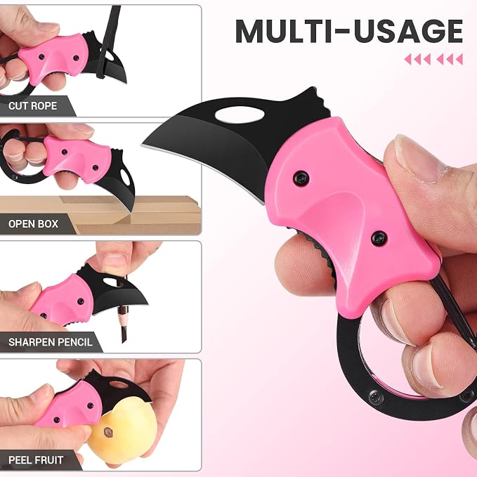FUNBRO Cute Box Cutter Small Pocket Knife Gadgets | Pink Keychain Knife Stocking Stuffers Gifts for Mom, Womens Christmas Gift for Her - Image 3