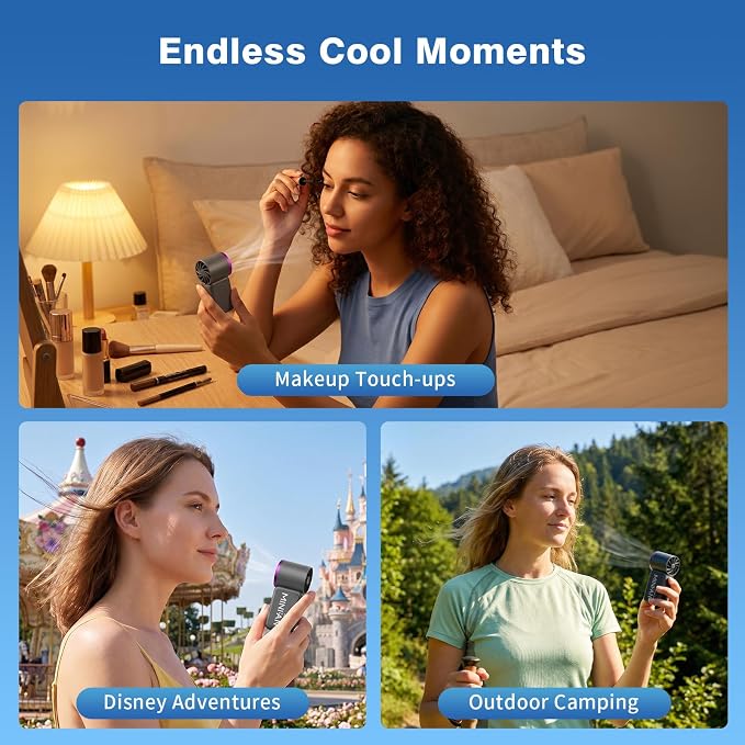 Portable Handheld Mini Fan, Mini Portable Fan with 6 Speeds, 16920 RPM Turbo High Speed Airflow, USB Rechargeable Small Personal Fan with LED Display, Pocket Hand Fan for Travel Makeup Outdoor Office - Image 8