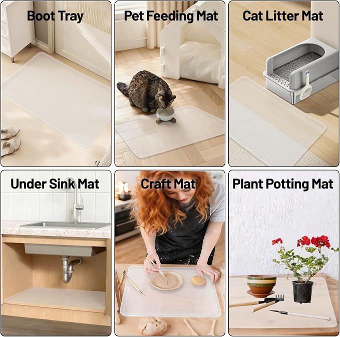 Clear Coffee Mat, 19.7"x15" Coffee Mat, Espresso Maker and Kitchen Counter, Bar Accessories for Countertop, Dish Drying Mat, Anti-Slip, Anti-Vibration Pad for Espresso Machine - Image 3