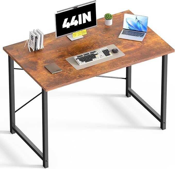 DUMOS 44 Inch Small Computer Desk, Gaming Desks for Home Office Bedroom | Modern Study Writing Work Table, Craft PC Desk Simple Workstation with Reinforcement Structure, Rustic Brown by DumosLifestyle