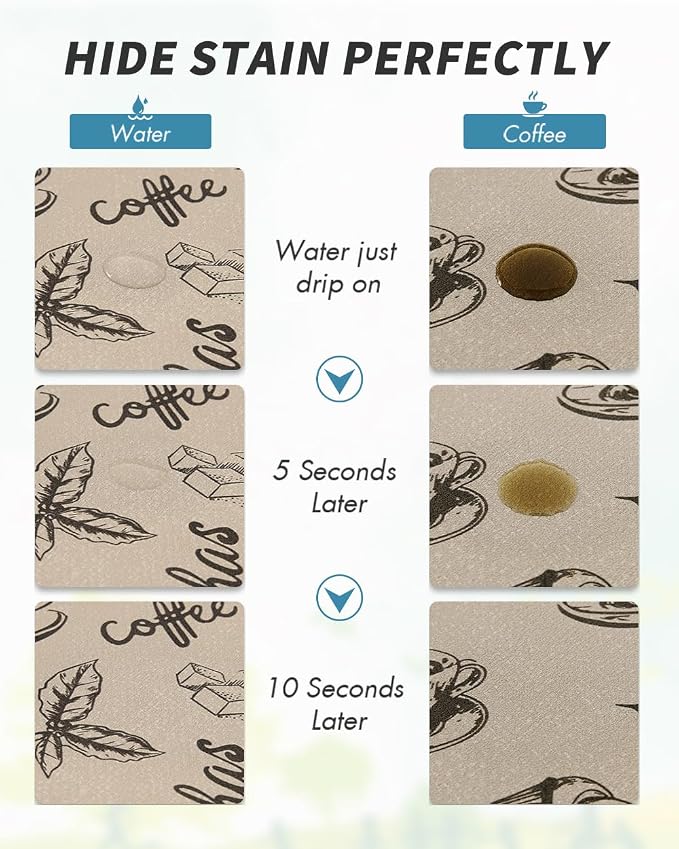 AMOAMI Coffee Mat Hide Stain Rubber Backed Absorbent Dish Drying Mat for Kitchen Counter - Fits Under Coffee Maker & Espresso Machine (17X31.5, MILK TEA) - Image 3