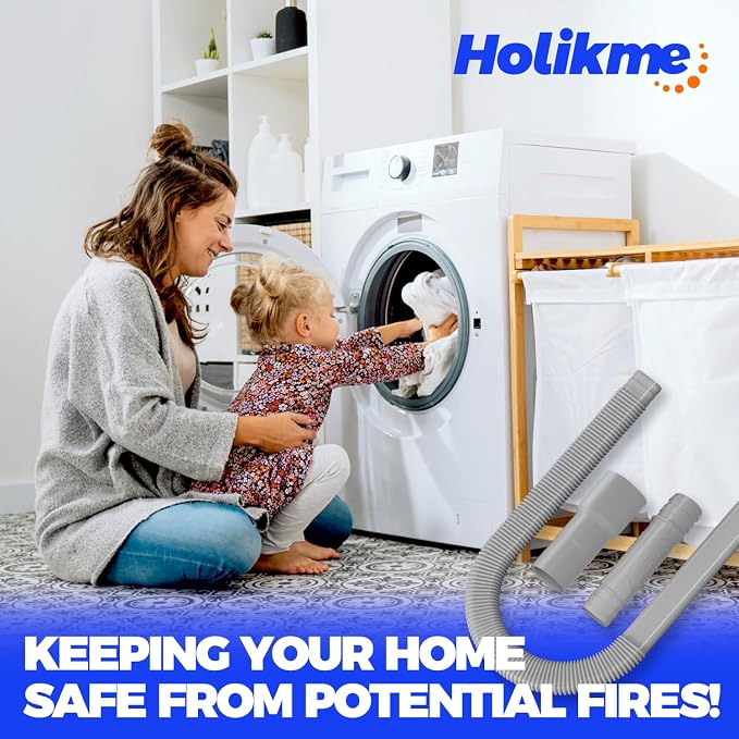 Holikme Dryer Vent Cleaner Kit – Gray Lint Vacuum Attachment | Dryer Vent Vacuum Hose Replacement Parts Reach Deep Inside Vents - Remove Hidden Lint, Speed Drying & Reduce Fire Risk - Image 7