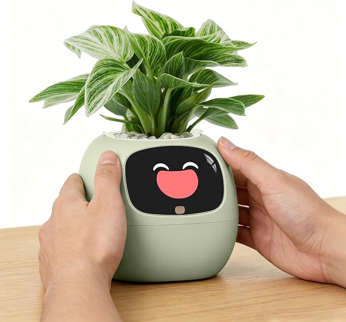 PLANTSIO Ivy Interactive AI Desk Companion, Smart Plant Pet with 100+ Expressions, Cute Indoor Planter for Office Decor, Unique Gift for Plant Lovers & Coworkers(Mint) by PlantsIO