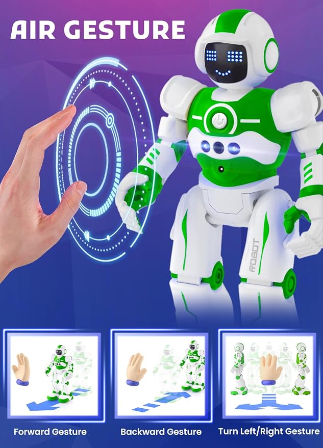 Robot Toys for Kids,Programmable Remote Control Smart Walking Dancing Robot Toy with Gesture & Sensing for Age 4 5 6 7 8 9 10 Year Old Boys Girls for Birthday Present,Green - Image 3