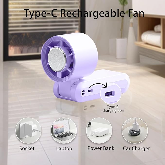 Handheld Fan, Portable Handheld Fan with Ice Function, mini personal fan, Turbo Powerful Rechargeable Fans,1-199 Speed, Foldable, for Women Men Outdoor Indoor travel essentials(Purple) - Image 6