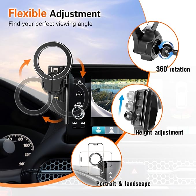 pop-tech Car Phone Holder for Honda CR-V HR-V 2023 2024 2025 2026: for MagSafe Magnetic Cell Phone Mount for HRV CRV Accessories 7/9 inch Screen - Touchscreen Cradles Strong Magnets for iPhone Samsung - Image 5