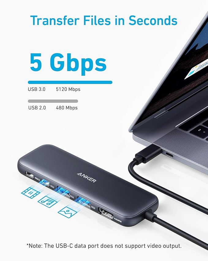 Anker USB C Hub, 5-in-1 USBC to HDMI Splitter with 4K Display | 85W Max PD, 1 Powered USB-C 5Gbps & 2 Powered USB-A 3.0 5Gbps Data Ports, for MacBook Pro, MacBook Air, Dell and More (Black) - Image 4