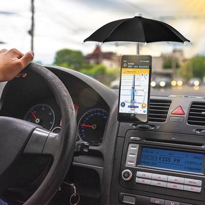Phone Umbrella Stand, Sun Shade Mini Umbrella for Cell Phone with Adjustable Fist Style Suction Cup, Universal Anti-Glare Sun Visor for Outdoor - Image 4