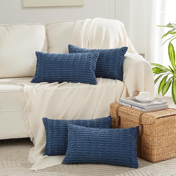 Fancy Homi 4 Packs Decorative Throw Pillow Covers for Living Room Couch Bed, Modern Farmhouse Boho Home Décor Accent Cushion Case, 24" x 14", Dusty Blue - Image 6