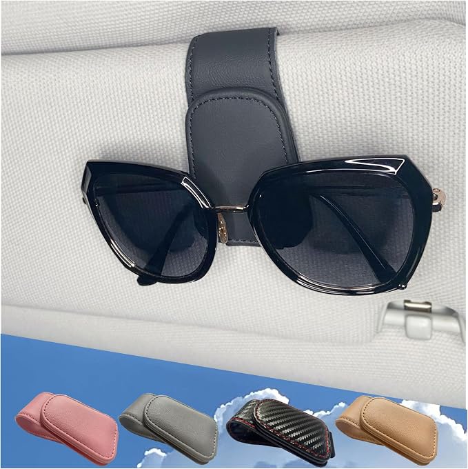 CHOSMOYI Magnetic Leather Sunglass Holder for Car, Sunglasses Clip for Car Visor, Auto Interior Accessories Universal for Different Size Eyeglasses (Black) - Image 8