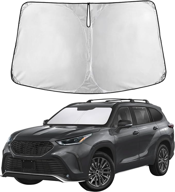 EcoNour Windshield Sunshade Compatible for Toyota Highlander 2020-2024 2025 2026, Sun Visor for Front Windshield & Window Sun Shade Cover, UV Heat Blocker & Protector, Car Accessories by EcoNour