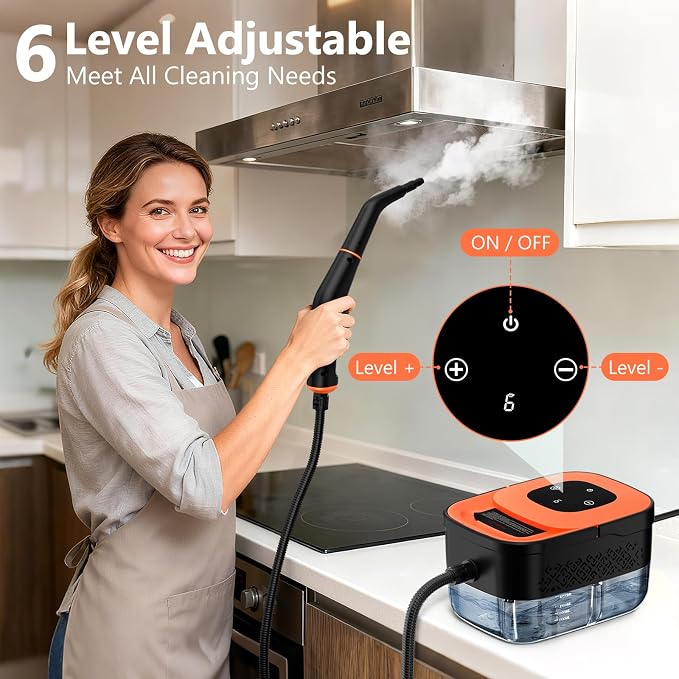 Steam Cleaner, Portable Steamer for Cleaning with 16pcs Accessories, 6-Level Adjustable and 15s Heat-Up, Handheld Steam Cleaner for Home, Tile, Dirt, Grout, Grease, Car Detailing - Image 3