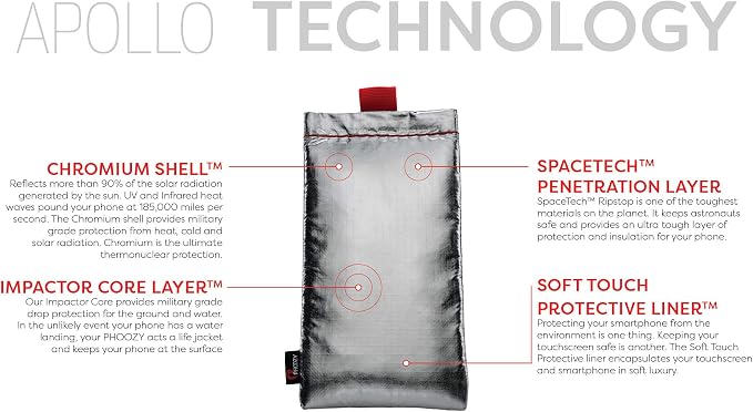PHOOZY Apollo Thermal Phone Case | Insulated Phone Pouch Extends Battery Life 3X | Heat Resistant Drop Protection | Military Grade Water Resistant | Large | Silver - Image 8