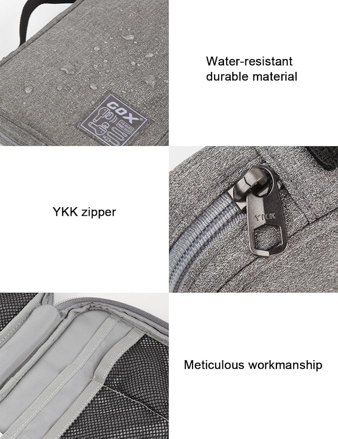 GOX Cable Organizer Pouch – Case for Chargers and Cords, Cord Organizer Travel Black, Small Cable Organizer Bag for Earbuds & Tech Accessories(Grey-Large) - Image 8