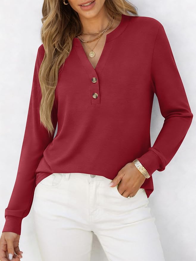 ANRABESS Women's Long Sleeve Shirts 2026 Spring Fashion Dressy Casual Tops Trendy Henley Blouses Cute Work Outfits Clothes - Image 2