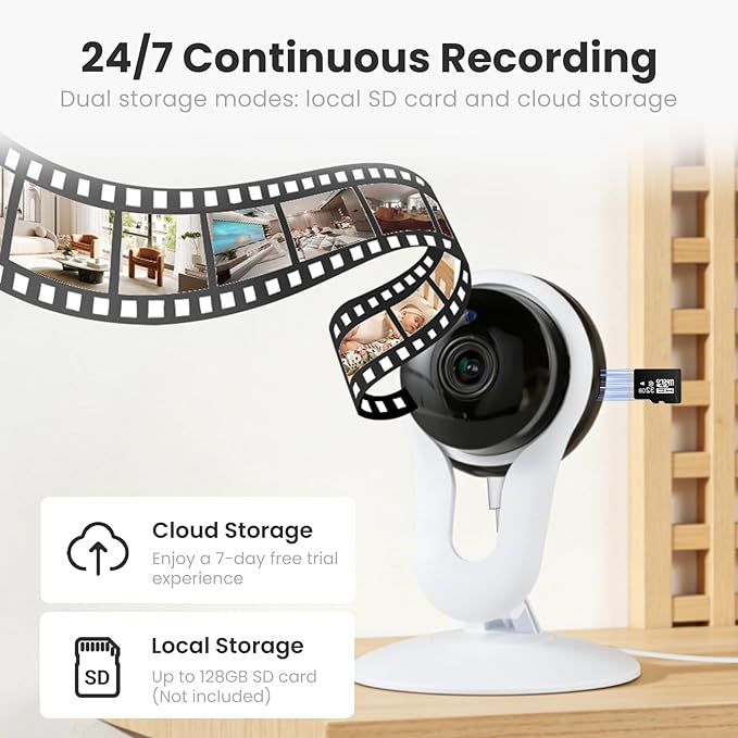 Smart Indoor Pet Camera with Phone App, 2K Home Camera for Dogs, Cats & Family, Motion & Sound Alerts, Night Vision, 2-Way Audio, Alexa Compatible - Image 6