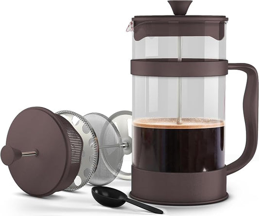 Utopia Kitchen 12 Ounce 0.35 Liter French Press Coffee Maker, Tea Maker, Travel Coffee Presses, Heat Resistant Thickened Borosilicate Coffee Pot for Camping Travel Gifts, Deep Taupe Pack of 1 by UTOPIAKITCHEN