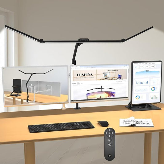 3000 Lumen Ultra Bright Architect Desk Lamp with Clamp, 36W Tall Overhead Led Desk Light for Home Office, 47Inch Long Dimmable Computer Monitor Light Bar with Remote for Table Desktop Drafting by EPABINA