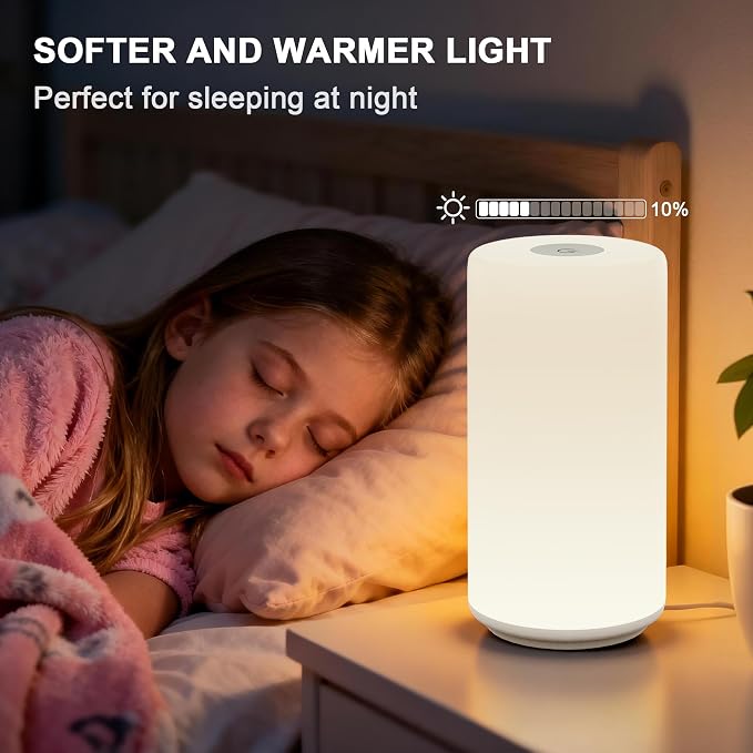Touch Bedside Table Lamp, [RGB Mode] 3 Way Dimmable Warm White Lights for Bedroom, Multi-Color Smart Nightstand Lamp Desktop LED Lamp for Living Room Home Gifts - Image 6