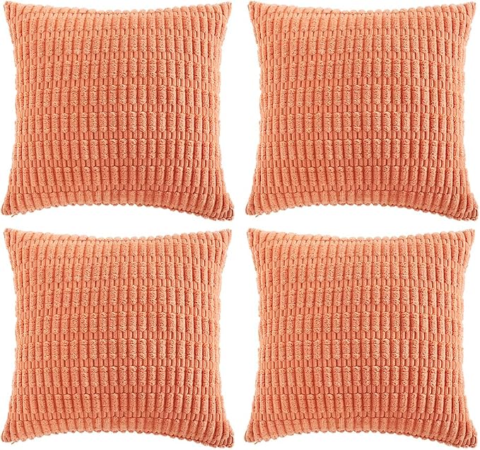 Fancy Homi 4 Packs Decorative Throw Pillow Covers for Living Room Couch Bed, Modern Farmhouse Boho Home Décor Accent Cushion Case, 26" x 26", Coral by Fancy+Homi