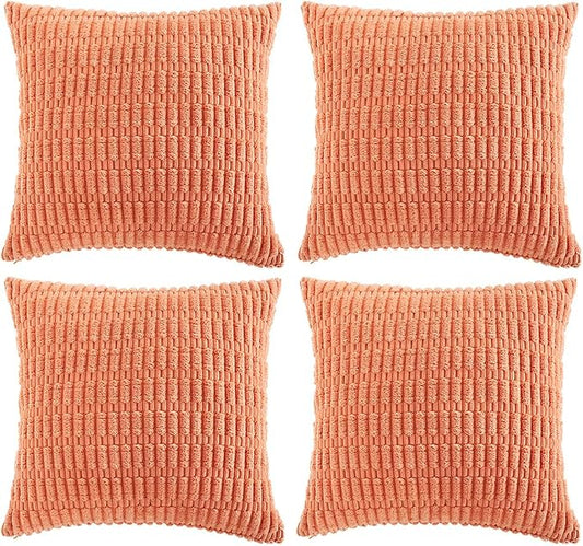 Fancy Homi 4 Packs Decorative Throw Pillow Covers for Living Room Couch Bed, Modern Farmhouse Boho Home Décor Accent Cushion Case, 26" x 26", Coral by Fancy+Homi