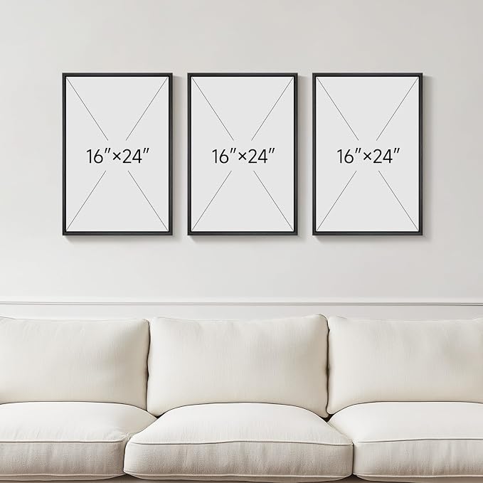 Framed Black and White Abstract Wall Art, 3 Piece Canvas Prints Paintings Artwork for Walls, Modern Minimalist Gold Beige Block Pictures for Living Room Hallway Office Wall Decor 16x24 Inch - Image 3