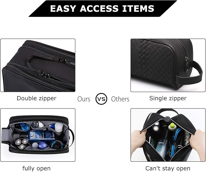 BAGSMART Toiletry Bag for Men, Travel Toiletry Organizer Dopp Kit Water-resistant Shaving Bag for Toiletries Accessories, Door Room Essentials,Black-large - Image 6