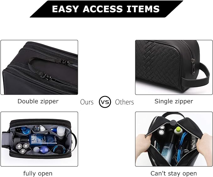 BAGSMART Toiletry Bag for Men, Travel Toiletry Organizer Dopp Kit Water-resistant Shaving Bag for Toiletries Accessories, Door Room Essentials, Black-medium - Image 4