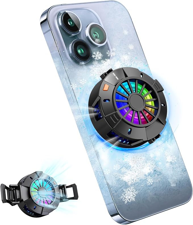 2-in-1 Magnetic & Clip-On Phone Cooler – Semiconductor-Powered Gaming Cell Phone Cooling Fan Radiator for iPhone/Android/iPad/Tablet – Ideal for Gaming, Video Calls, Live Broadcasting, and Vlog by Jremreo
